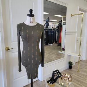 Olive Green Chain Accent Dress